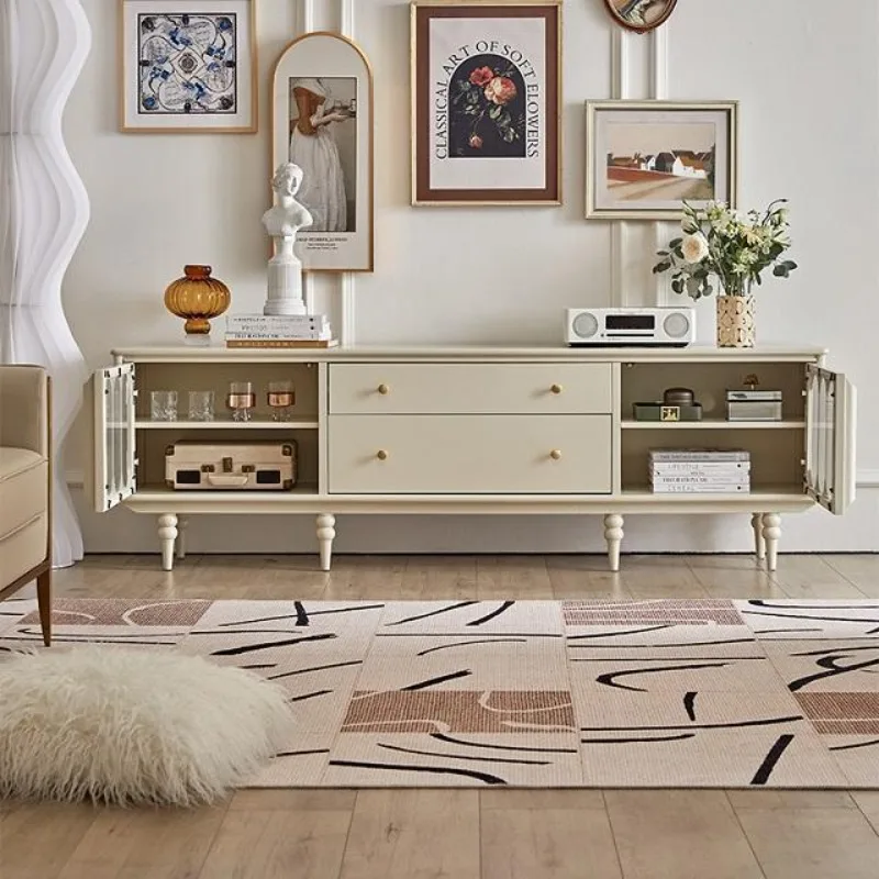 

Solid wood TV cabinet French cream style living room TV cabinet retro American coffee table TV cabinet combination
