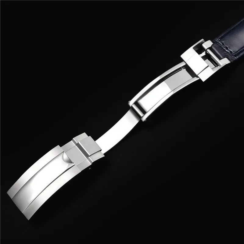 Ypm حزام من الجلد الطبيعي لشبح الماء رولكس لـ Daytona الغواصة GMT الرجال مقاوم للماء للطي مشبك سوار ساعة الفرقة 20 مللي متر