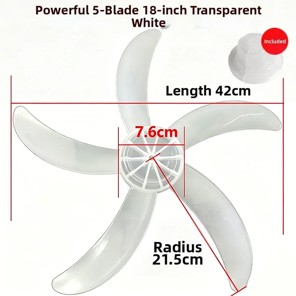 5-Blade Plastic For Fan Blade Replacement Set With Nut Cap For Common Residential Electric For Fan Applications