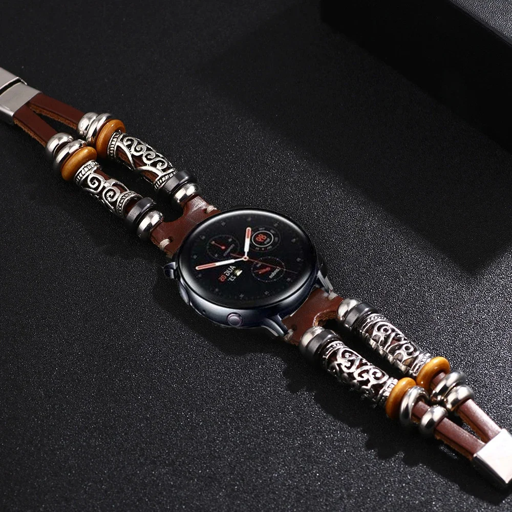 Leather Watch Band for Huawe Watch GT2 46mm GT 2 Pro/2e Strap for Samsung Galaxy Watch 3 41mm/Active Genuine Retro Handmade Band