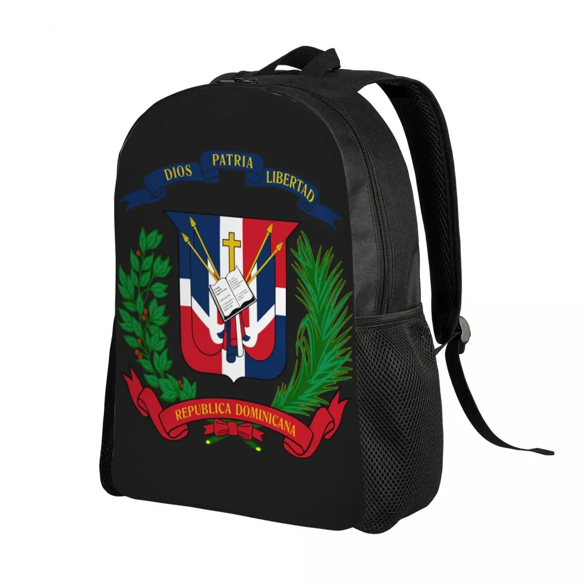 Custom Coat Of Arms Of The Dominican Republic Backpack for Women Men Waterproof School College Bag Print Bookbag