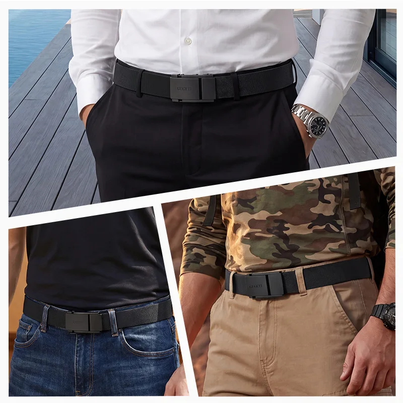 New outdoor tactical elastic waistband for men, quick release alloy buckle, casual versatile woven waistband