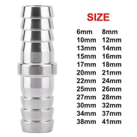 Double Barbed OD 6 8 10-41mm 304 Stainless Steel Connector 2-way Equals Straight Pipe Fitting Connector Pagoda Joint Hose Barb