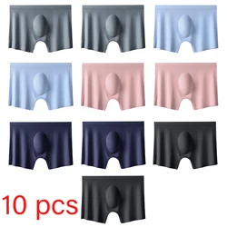 10 Pcs/Lot Men's Summer Ice Silk Boxers Briefs Seamless Underwear Lingerie Underpants Shorts Ultra-thin Breathable Sexy Panties