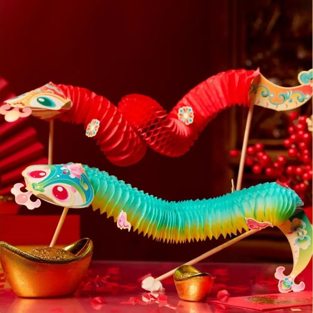 Chinese Tradition Lion Dance 2025 Steric Mini Snake DIY Paper Snake Spring Festival Entertainment Finger Lion Dance Children