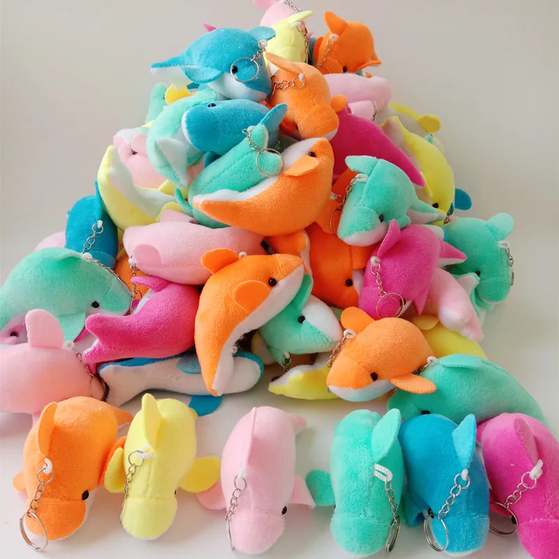 50/100Pcs Cute Dolphin Plush Doll Keychain Animal Key Rings For Women Bag PendantS Wedding Party Birthday Gifts