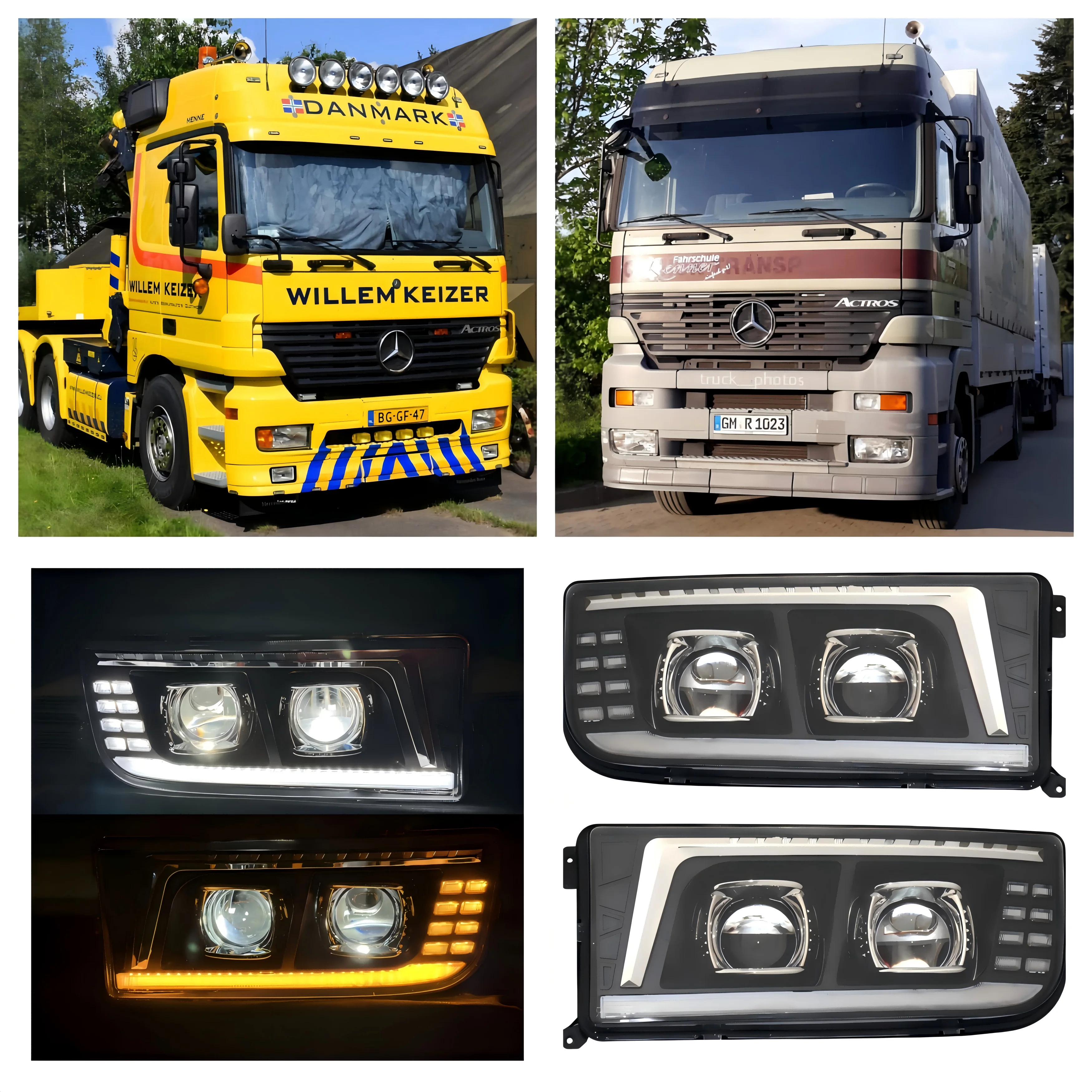 1 Uds. Faro LED completo para camión de 24V apto para mercedes-benz Actros MP1 Benz AXOR