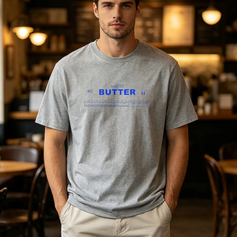 ソルトドバターラベルコットンTシャツ ユニセックスTシャツ  - Foody Snacks のレビューと価格