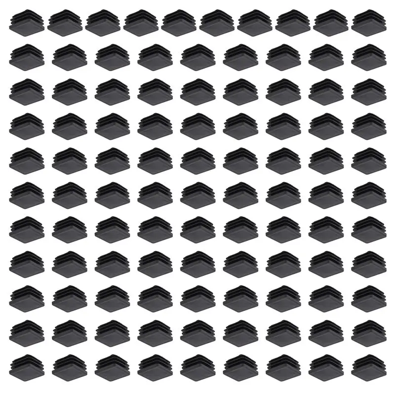 TFORU-100Pcs Plastic Square Tube Inserts End Blanking Caps 20Mm X 20Mm Black