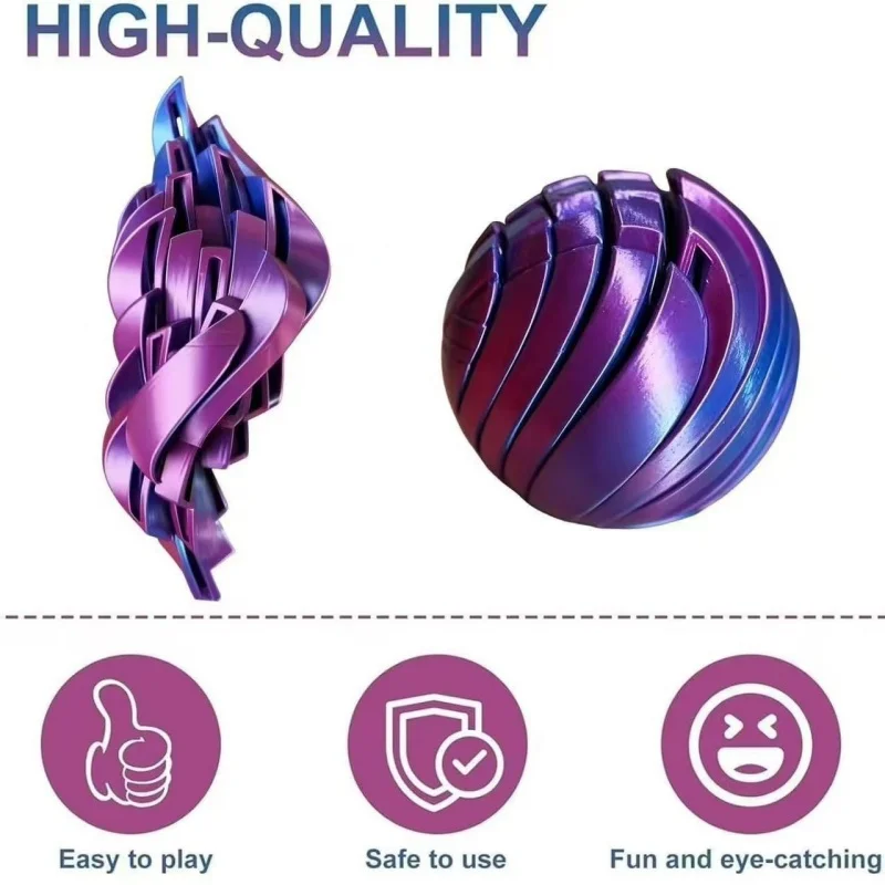 2026 New 3D Printed Twistsphere Slime Ball Fidget Toy Rotating Gradient Gear Liquid Flow Ball Stress Anxiety Relief Desk Decor