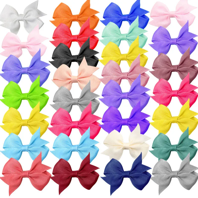 10Pcs/Lot Kids Solid Color Ribbon Baby Bows Hair Clips for Baby Girls Handmade Bowknot Hairpin MiNi Barrettes Hair Accessories