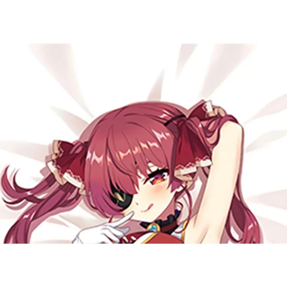 Anime Houshou Marine Dakimakura Case  Trim Bow Decor Multicolored Eyes Dual‑art Design Double‑sided Printing