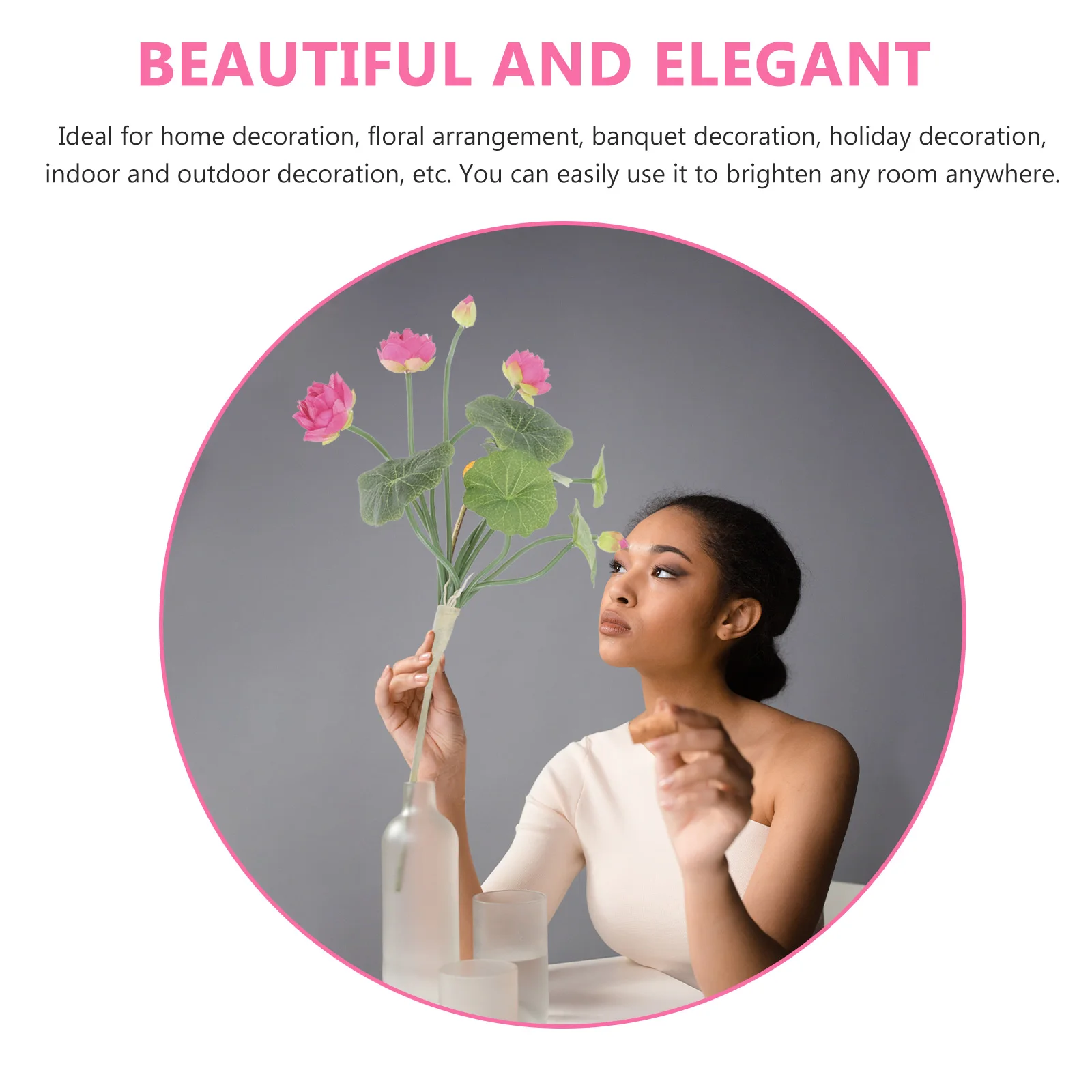 

2Pcs Lotus Prop Artificial Flower Fake Lotus Ornament Safe Decoration for Home Wreath Centerpiece Bouquet Scene Flower