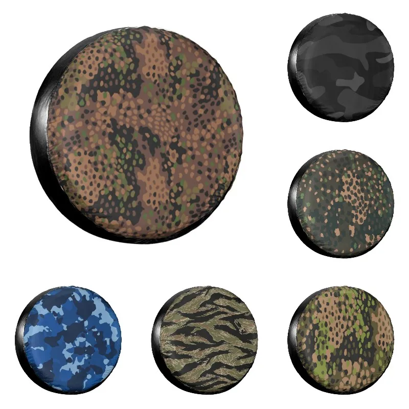 Pea Dot Military Camo Spare Tire Cover for Jeep Honda Army Tactical Camouflage Dust-Proof Car Wheel Covers 14