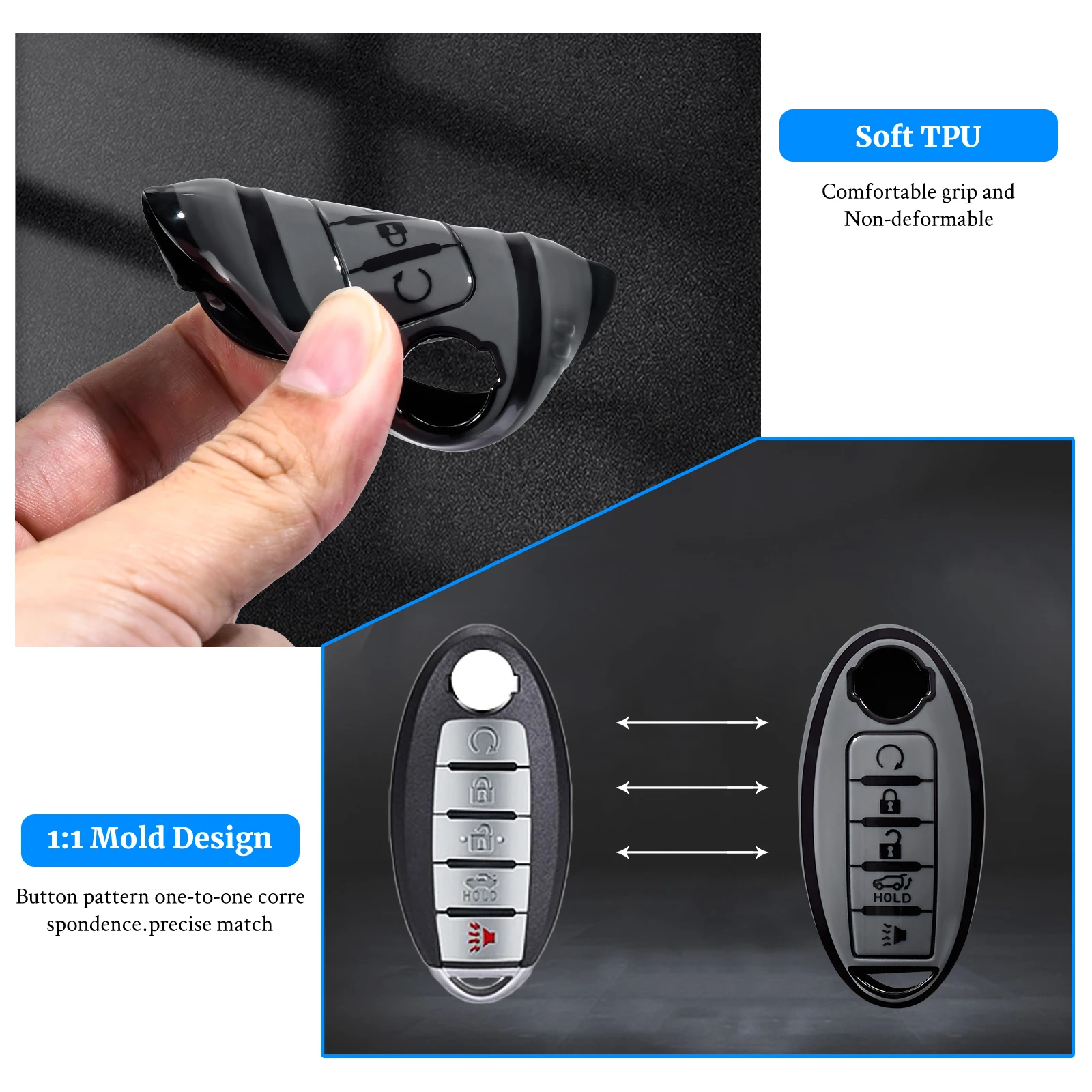 حافظة مفاتيح ناعمة من مادة البولي يوريثان الحراري لنيسان إنفينيتي روج ألتيما كويست باثفندر سينترا باترول CIMA Fuga Armada Teana Murano Titan مفتاح السيارة