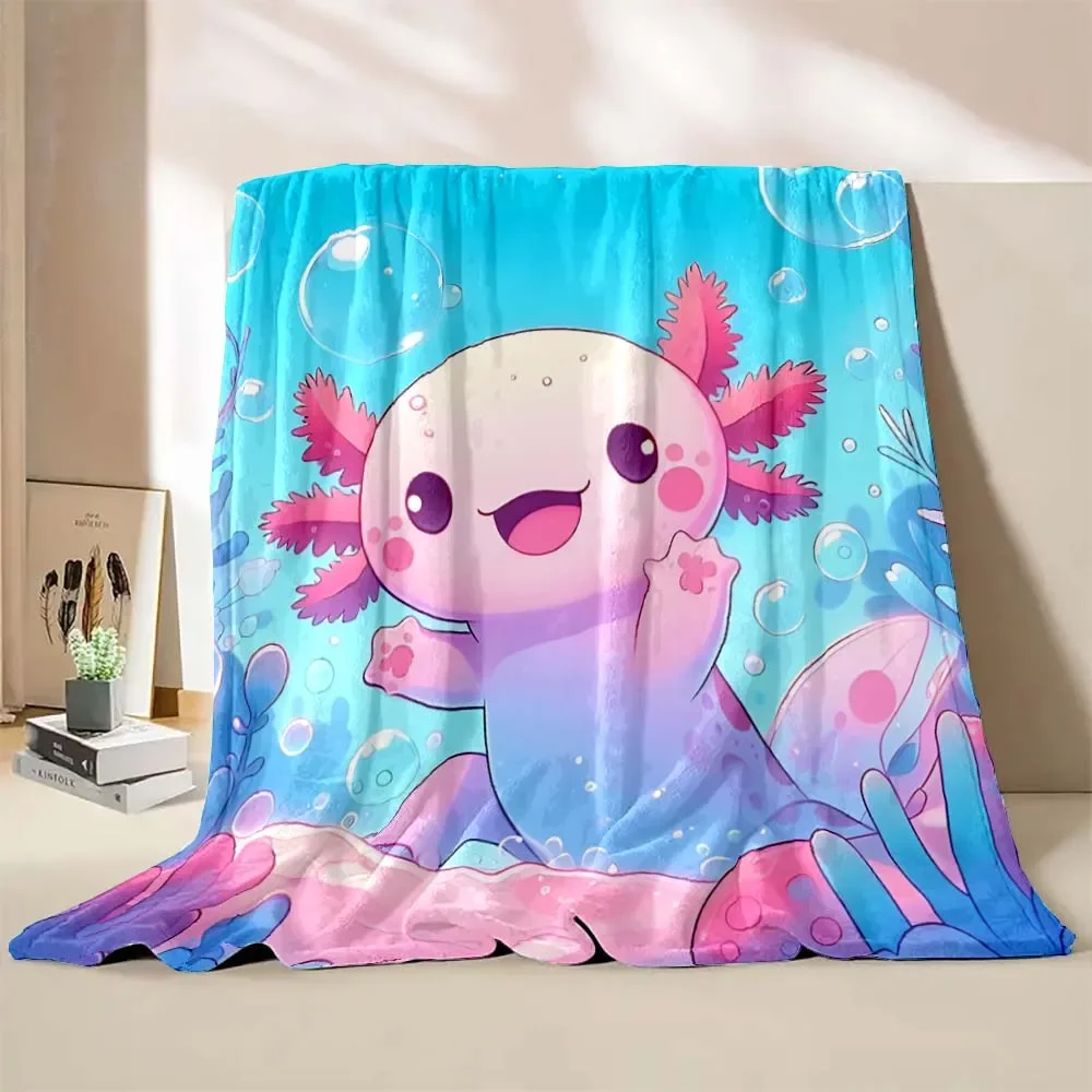 6 Sizes Cute Axolotl Printed Blanket Warm Soft and Comfortable Home Travel Blanket Sofa Bedding Cover Blanket Kids Gamer Gift