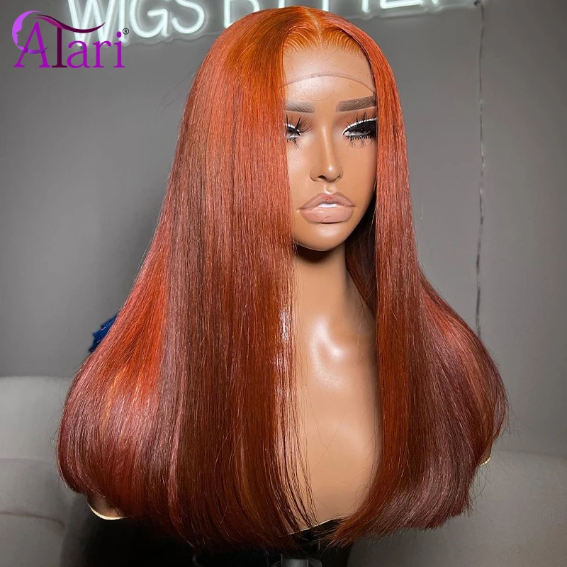 Transparent 13x4 13x6 Lace Frontal Wig Ginger Orange Straight Human Hair Wigs for Black Women Pre Plucked 5x5 Lace Closure Wig