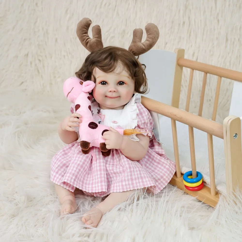

Cloveray 22 Inch Full Vinyl Realistic Reborn Doll Cute Giraffe Doll New Model Original High-quality Handmade Toy Children's Gift