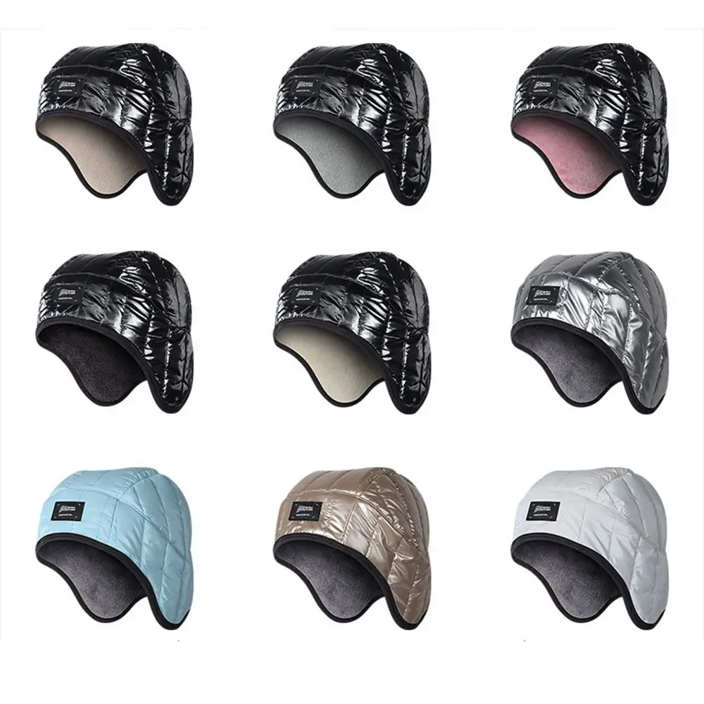 Fleece Lined Winter Ear Flap Hat Windproof Water Repellent Quilted Winter Cap Double Layer Heat Retaining Fleece Lined Hat
