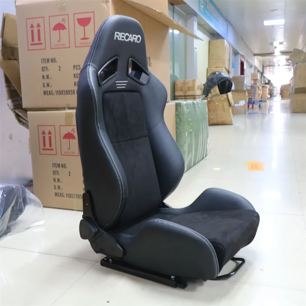 RECARO Bucket Seat Inclined Black suede PVC Frosted Material Adjustment Motorsport RACING Jdm Car High Quality