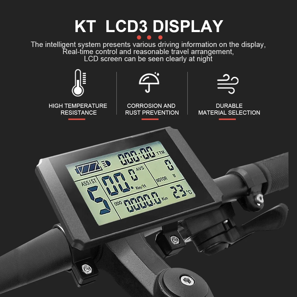 KT Ebike Brushless Controller, LCD Display Panel, Thumb Throttle, Electric Bicycles, Scooter, 36V, 48V, 500W, 750W