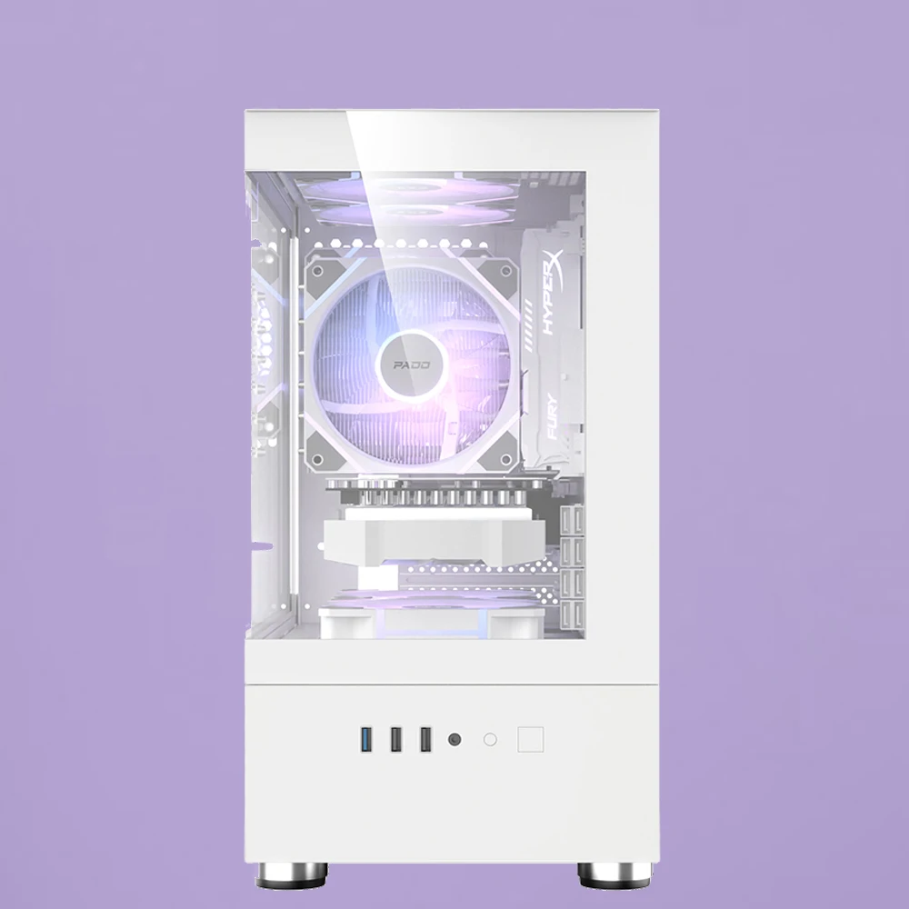 Padomini pc fall meerblick zimmer M-ATX desktop computer haupt chassis ohne a-säule doppelseitig gehärtetes glas gabinete gamer b