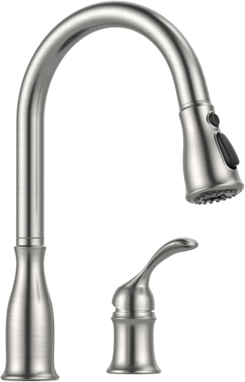 

Stainless Steel Brushed Nickel Commercial Kitchen Faucet with Pull Down Sprayer, 2 Hole Single Handle Sink Faucet