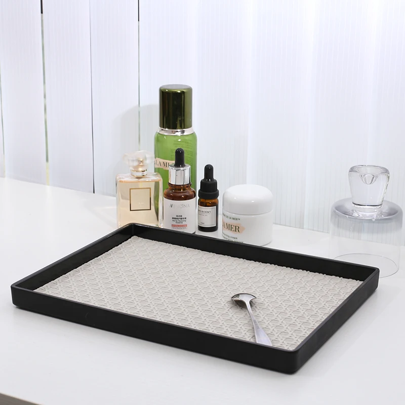 Ahunderjiaz-Rectangle Leather Storage Tray, Handmade Aroma Tray, Jewelry Tray, Bedroo, Home Decoration, Light, Luxury