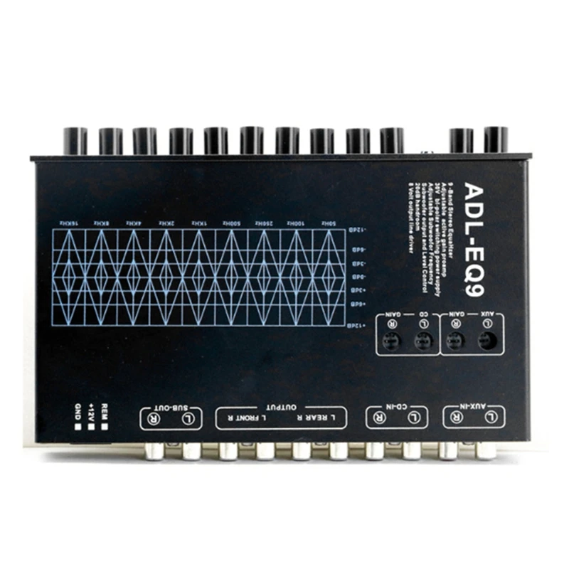 9 Band Equalizer kinerja tinggi 9 Band equalisasi 12V DC untuk perahu RV mobil logam dengan CD AUX Input DSP Chip Output