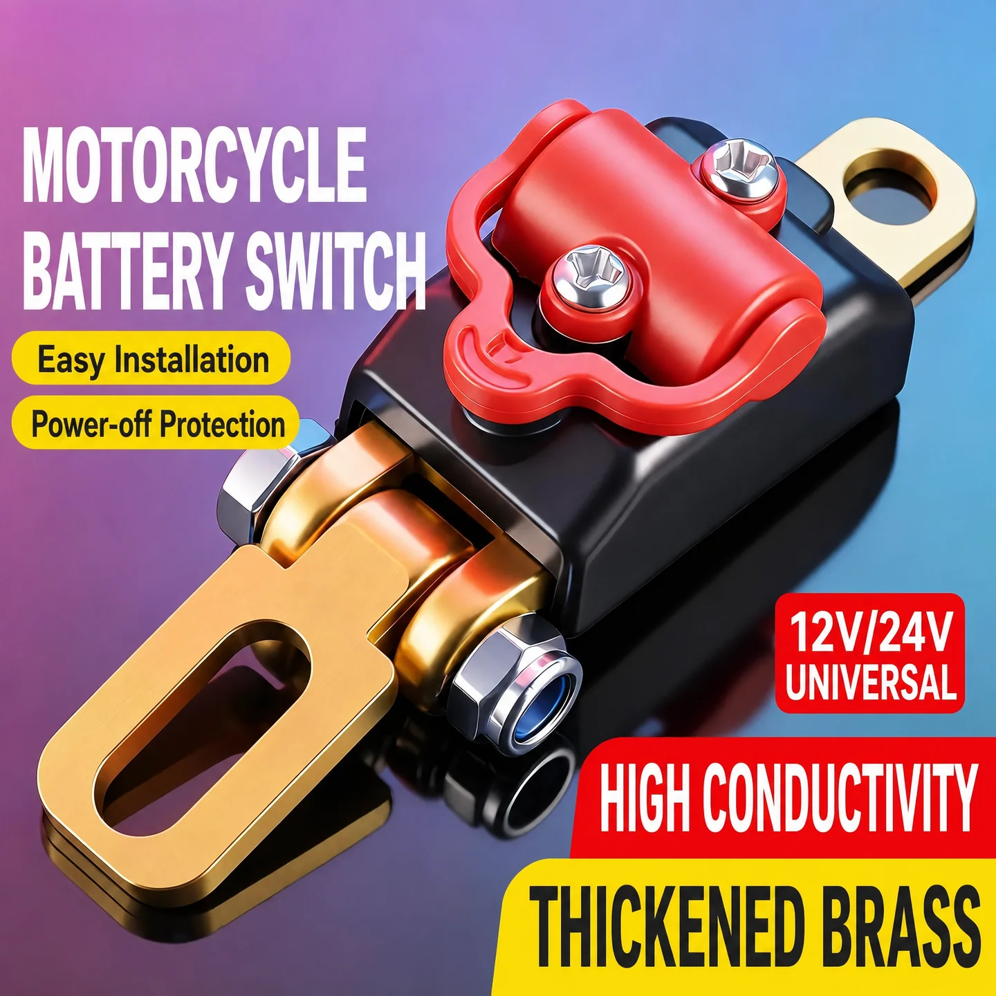 Universal 12V 24V Car Motorcycle Battery Disconnect Switch Thickened Copper Anti Leakage Power Cut Off Protector Hand Tool