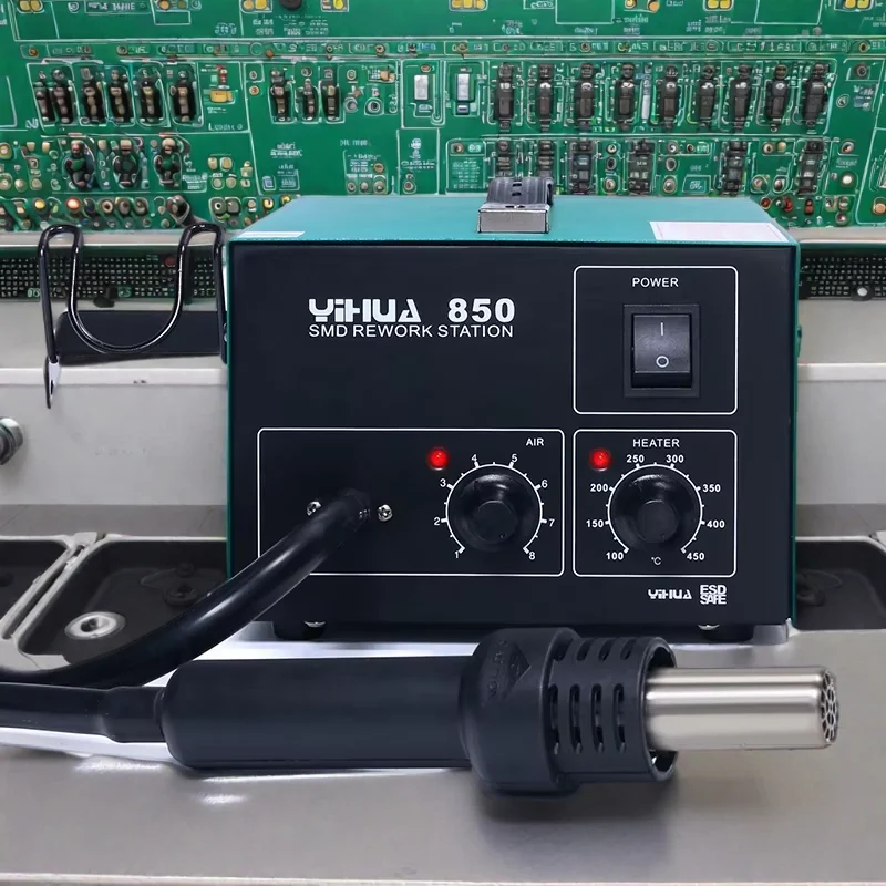YIHUA 850 3 сопла, бессвинцовая паяльная станция горячего воздуха, паяльная станция SMD с тепловой пушкой