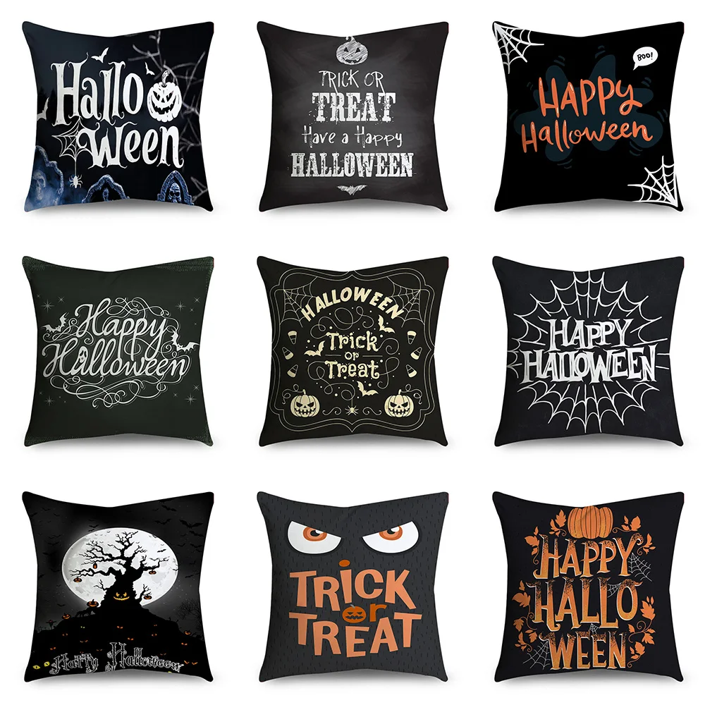 Halloween Easter Letter Printing Pattern Cushion Cover Home Living Room Sofa Decoration Square Throw Pillow 