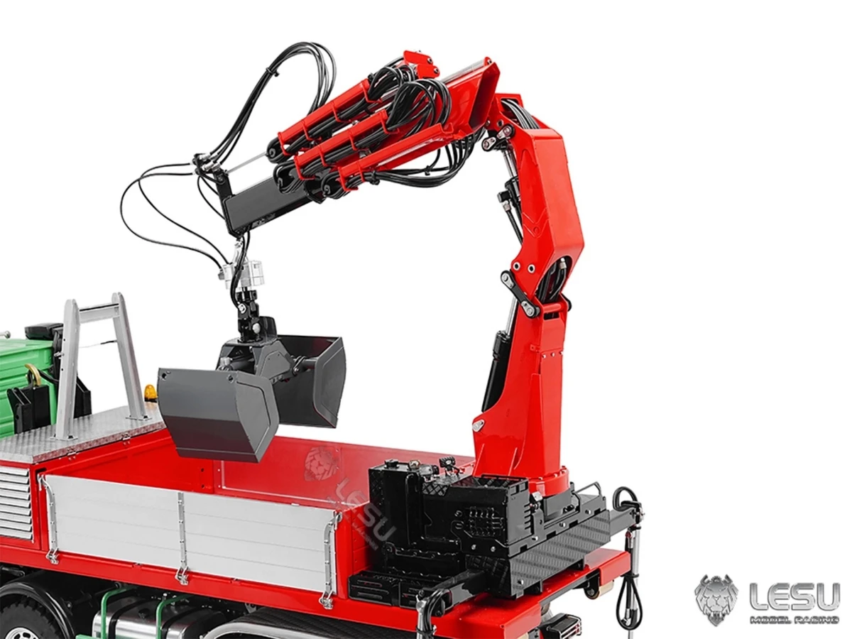 Cubo de agarre de Metal modelo Lesu para camiones RC 1:14 Grúa montada en camión hidráulico Lesu