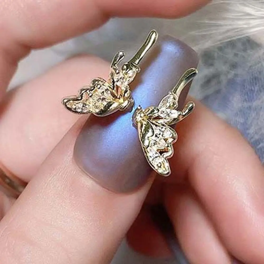 Gold Silver Korean Nail Art Symmetrical Butterfly Nail Drills Manicure Accessories Nail Rhinestones Butterfly Nail Decorations