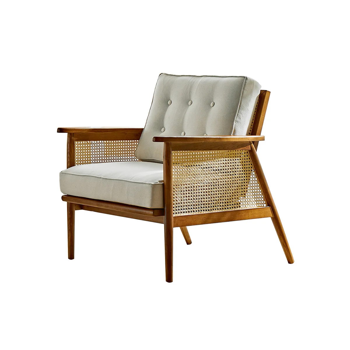 

Rattan Master Solid Wood Leisure Chair Homestay Home Single Sofa Chair Vintage Balcony Rattan Chair Backrest Armchair