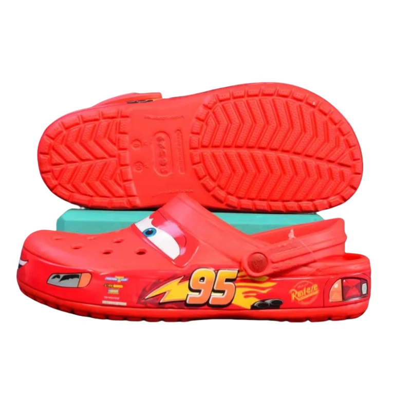 Disney Lightning McQueen Animation Cartoon Baotou Sandals Creative Personality Children\'s Anti-Slip Slippers Couple Beach Shoes