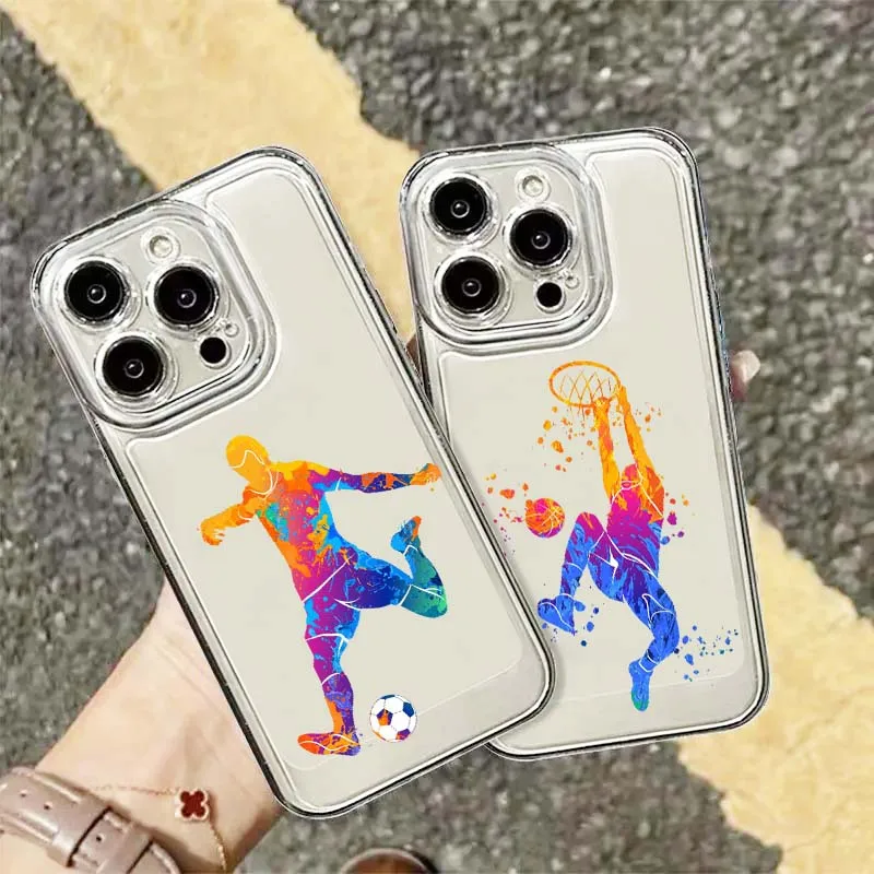 

Colorful athlete pattern For Apple iPhone 17 16e 16 15 14 13 12 11 Pro Max Plus Mini TPU Soft Transparent Phone Case