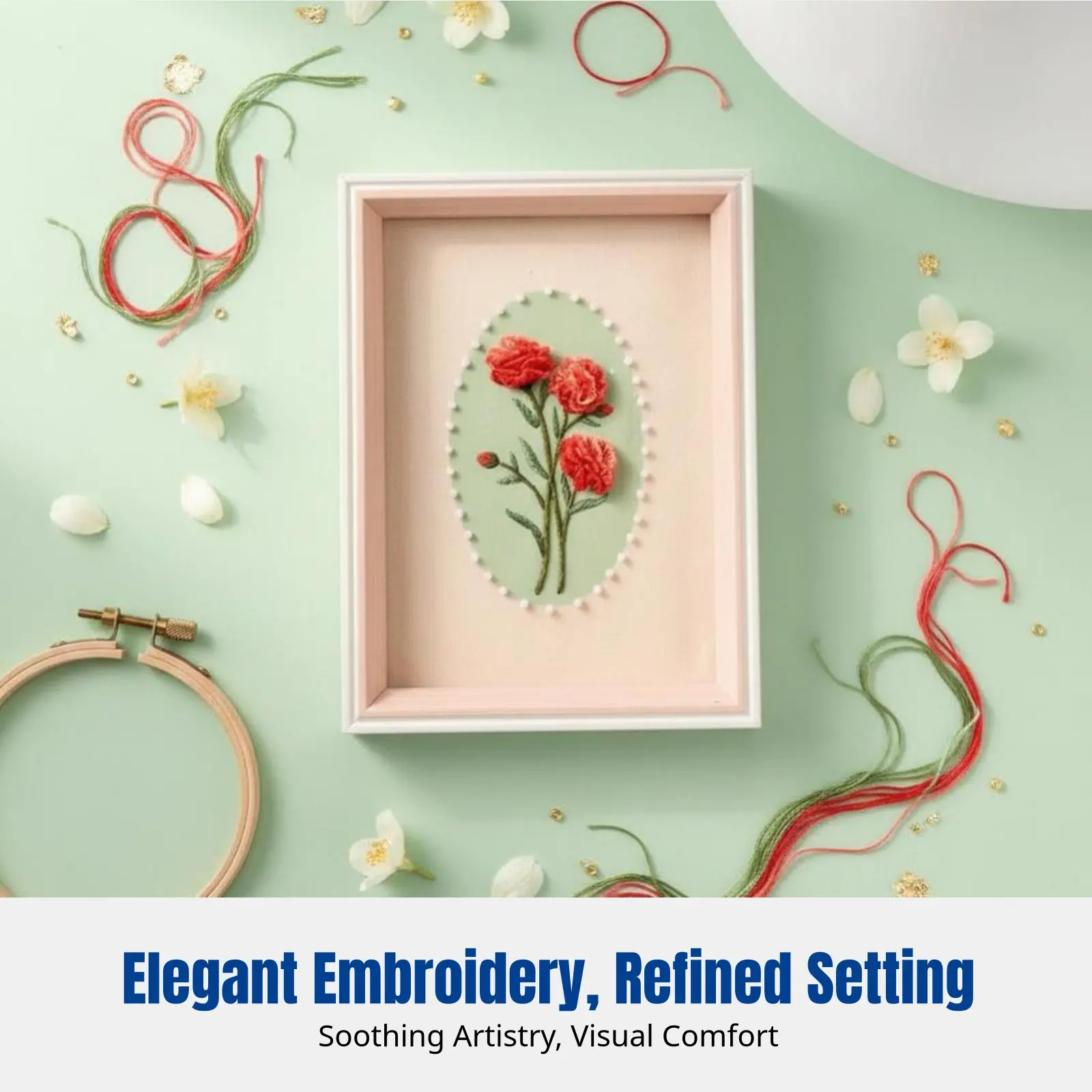 

DIY Jasmine Embroidery Kit, Frame Art, Handcraft, Chinese Design, Desktop Decoration, Beginner Gift