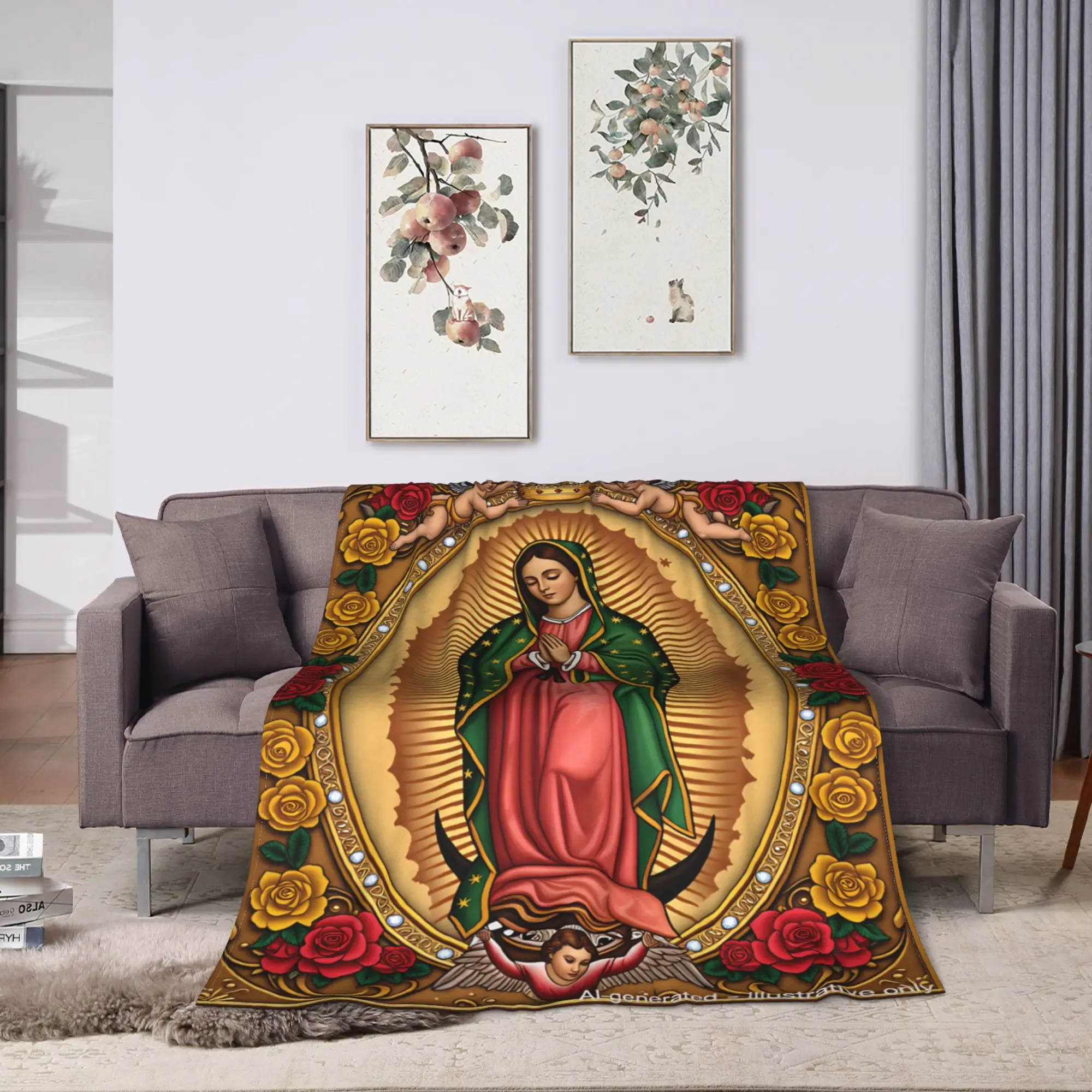 Super Warm Blanket Our Lady Of Guadalupe Virgin Mary Catholic Mexic Bedding Throws  Flannel Bedspread For Bedroom Sofa Bed Cover