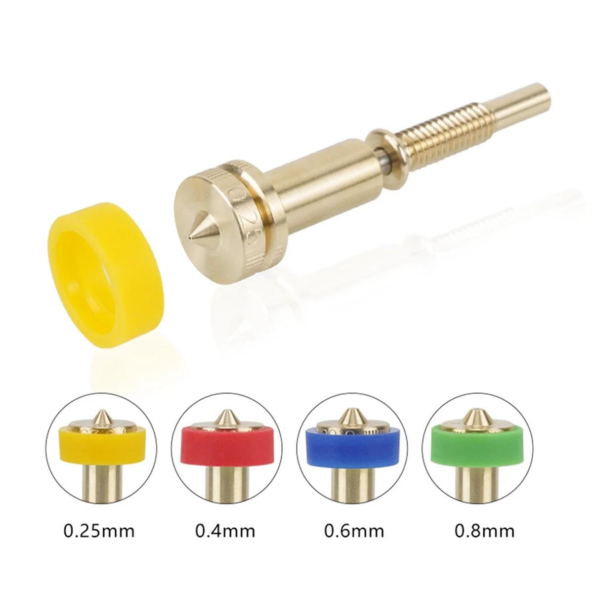 Newest 4pcs All-In-One Brass Titanium Nozzle 0.25/0.4/0.6/0.8mm Heatbreak Brass Titanium Nozzle for E3D Revo Hotend Extruder