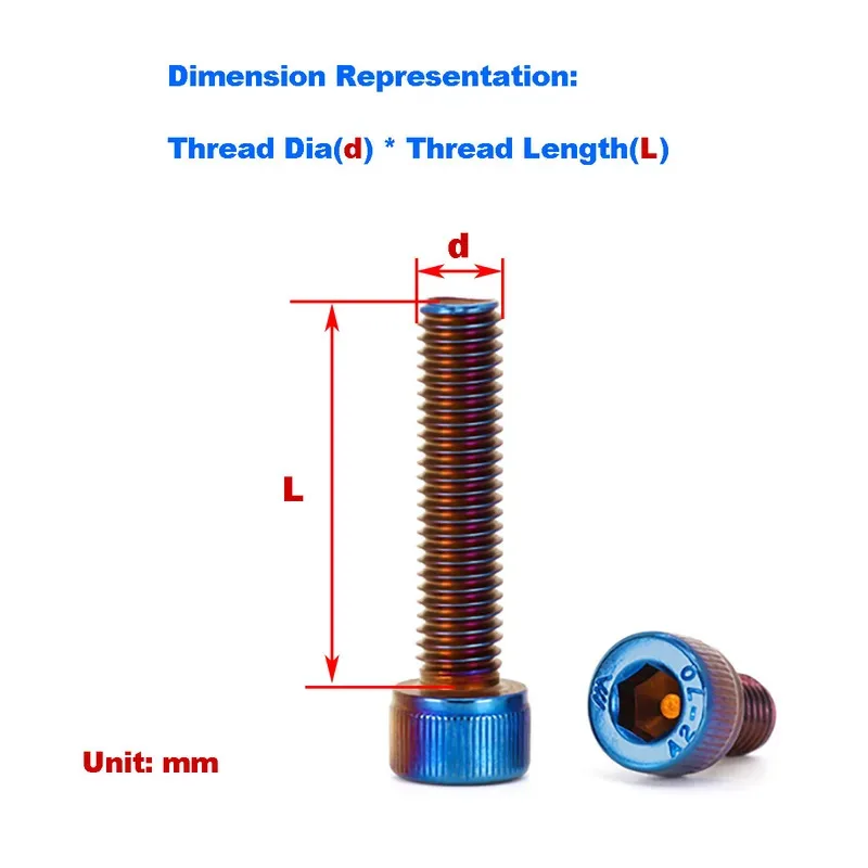 Titanium Blue Cup Head Bolt for Aesthetic Upgrade and Personalized Modification 304 Stainless Hex Screw