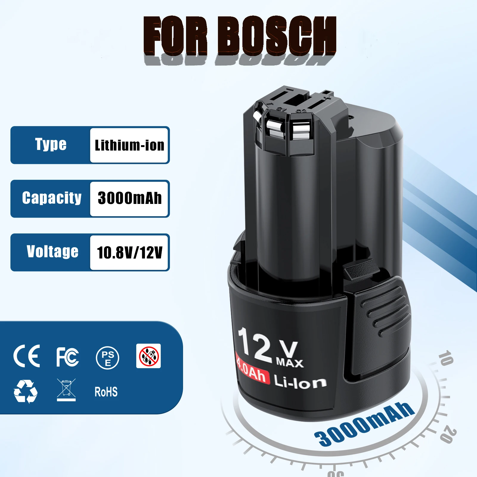 لبوش 12 فولت 3000 مللي أمبير ليثيوم أيون BAT411 استبدال البطارية لبوش BAT411A BAT412 BAT412A BAT413 BAT413 شاحن بطارية #1