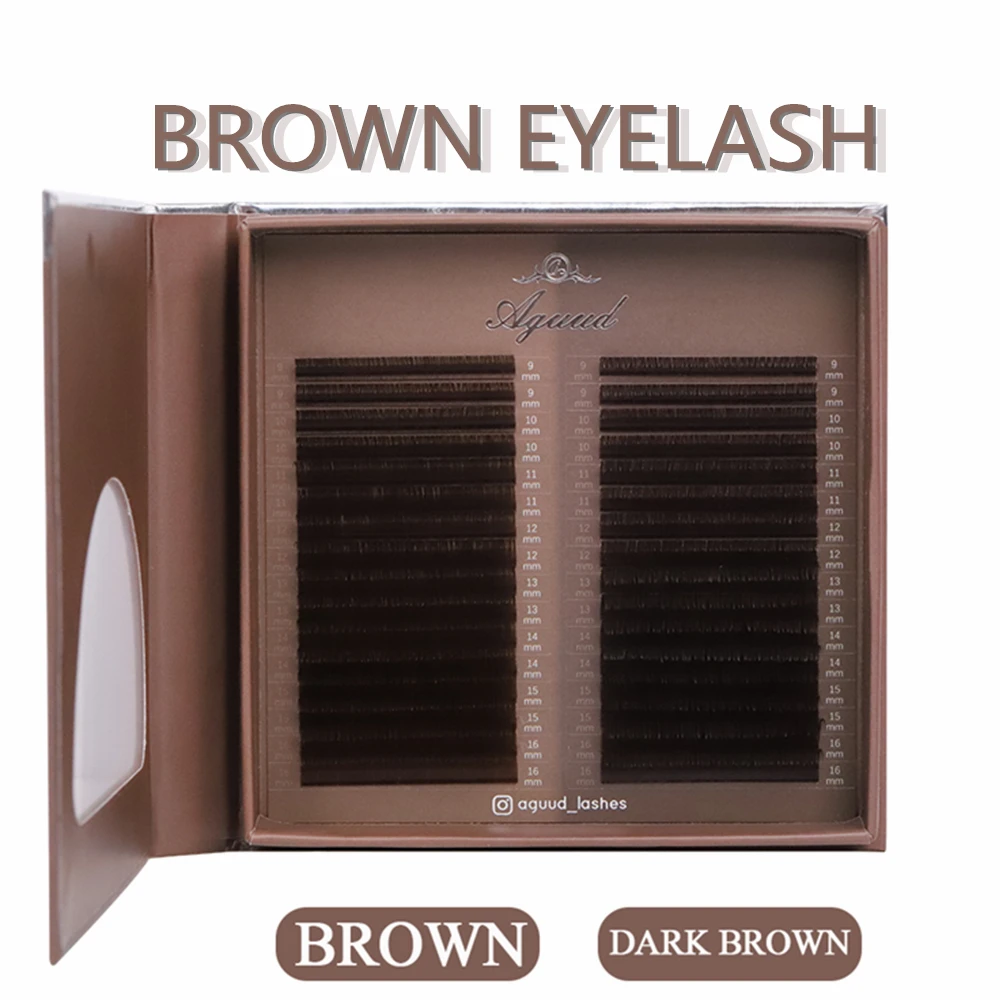 AGUUD 32Rows Brown Chocolate Color Premium Eyelashes Caramel Color Mink Individual Cashmere Volume Eyelash Extensions Collection