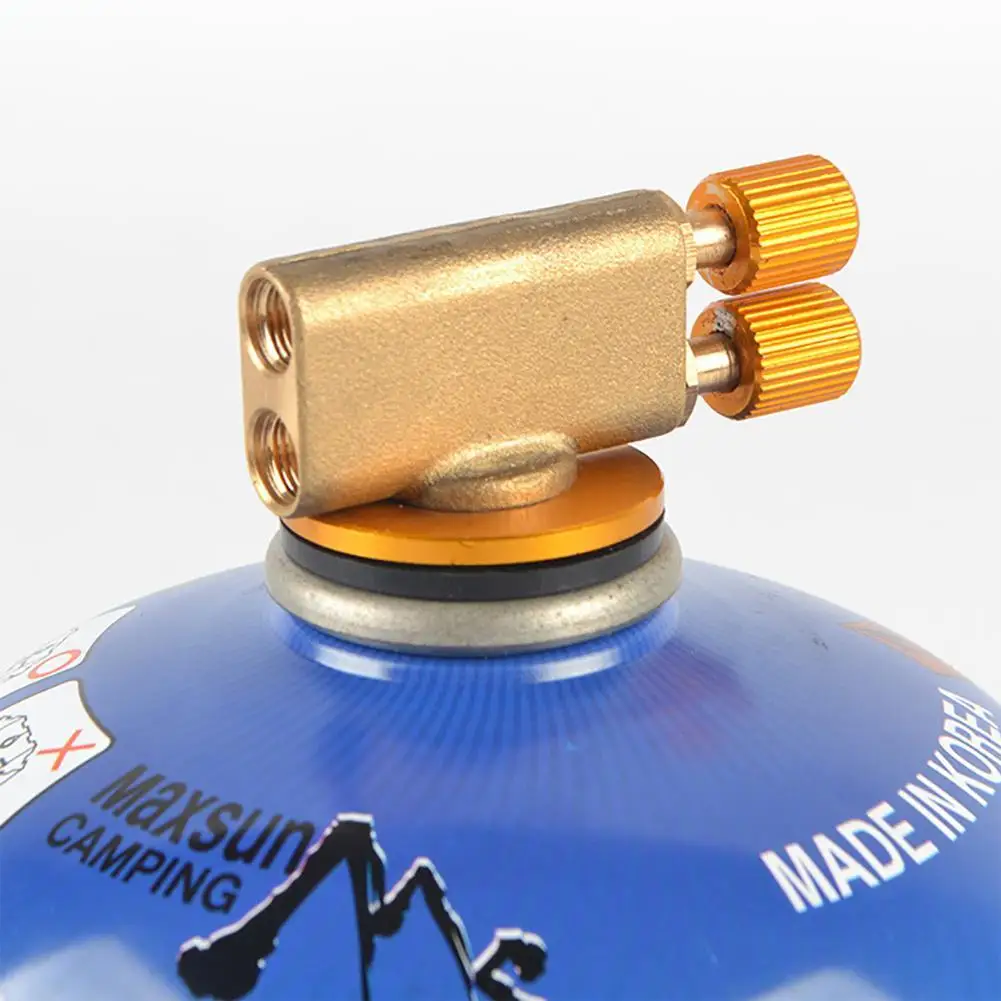 

Gas Burner Adapter Outdoor Camping Gas Stove Safety Switch Double Head Inflatable Valve Adapter for Flat Liquefied Gas Cylinder