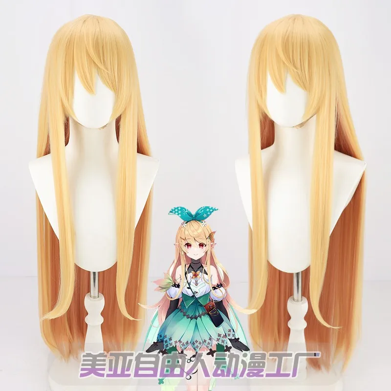 

New VTuber Pomu Rainpuff Cosplay Wig 100cm Long Synthetic Hair Youtuber Girls Maid Costume Game Role Play