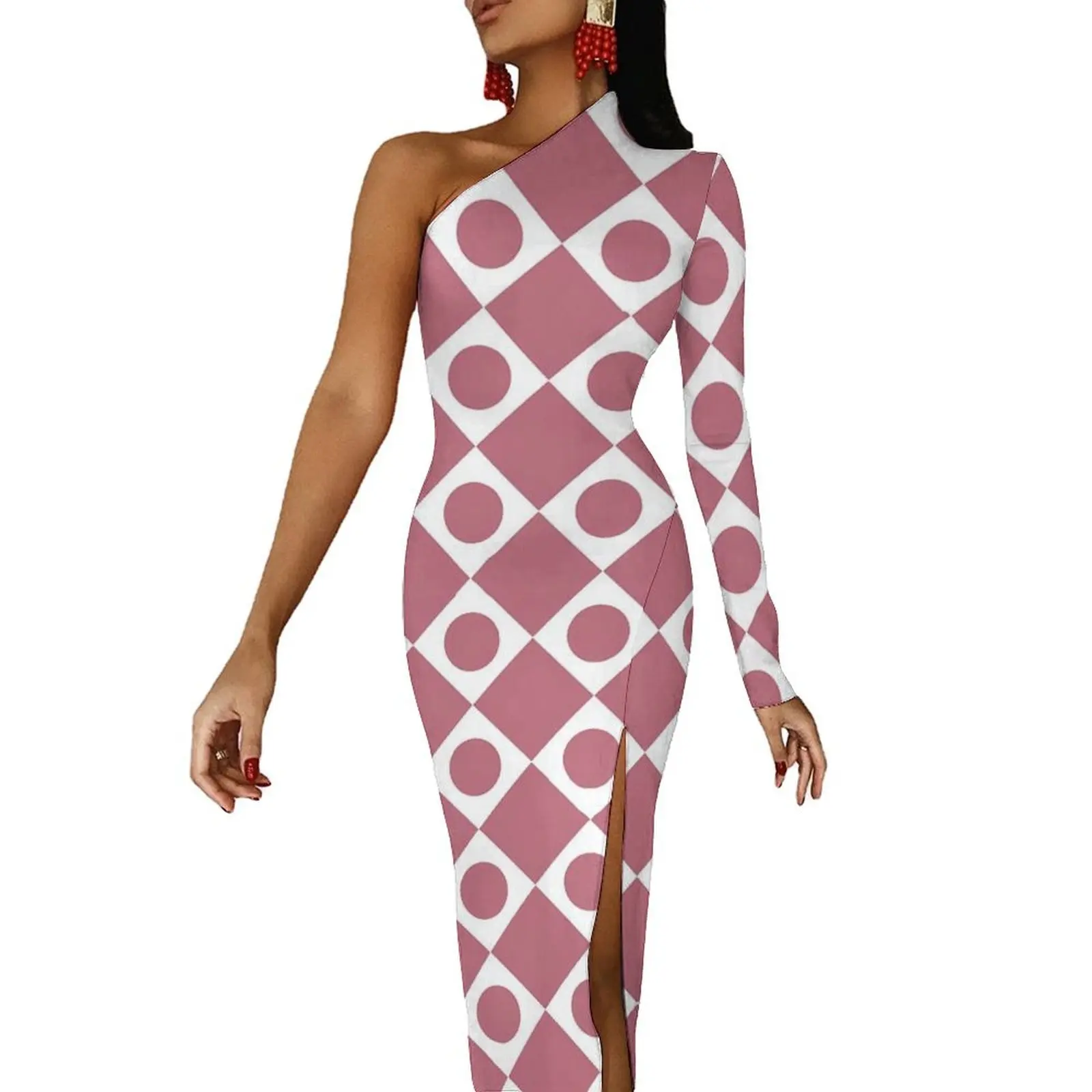 

Retro Mod Long Dress Womens Vintage 60s Print Street Wear Maxi Dress Spring Sexy Bodycon Dresses Side Split Custom Vestido