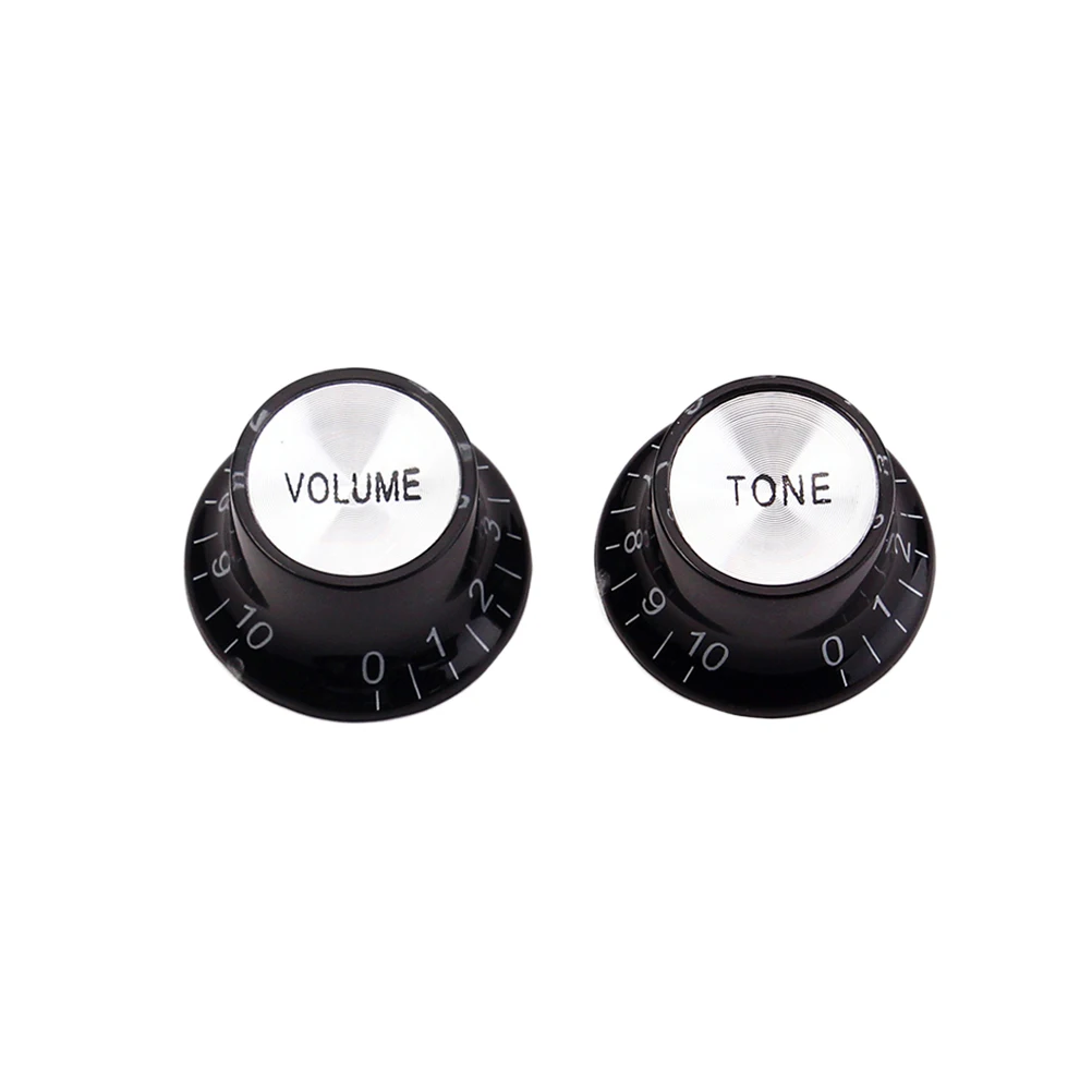 

2 pcs ElectricGuitarKnob BlackBassControl VolumeTonePotentiometerPartsCap Durable Aluminum Replacement Guitar