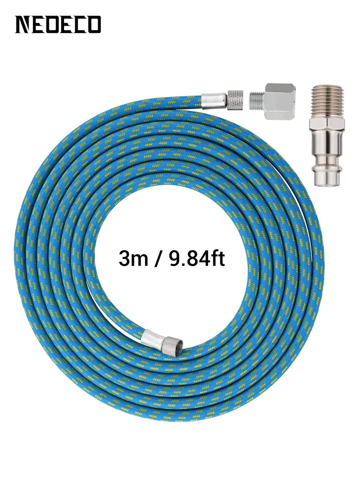 3 Meter/10 Fuß geflochtener Airbrush-Luftschlauch aus Nylon, Standard 1/8 Zoll – 1/4 Zoll, EU-US-Adapter für Airbrush-Luftpumpen-Compresso-Zubehör – Detail 6