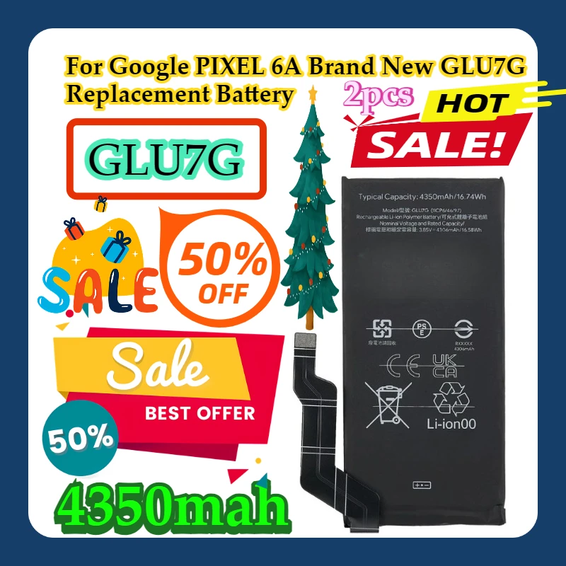 2pcs For Google PIXEL 6A Brand New GLU7G Replacement Battery