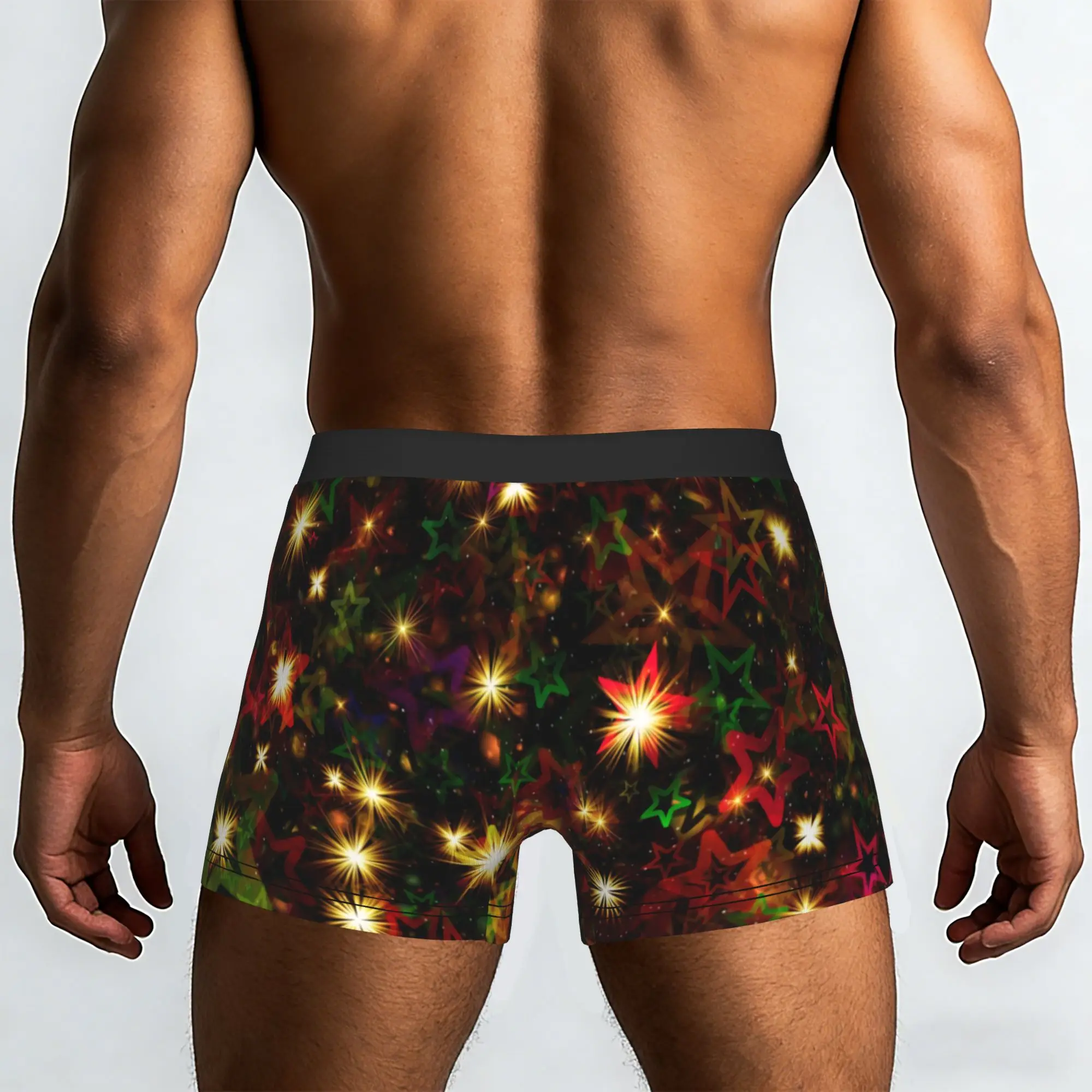 Customized Male Novelty Christmas Stars That Glitter And Glow Underwear  Boxer Briefs Stretch Shorts Panties Underpants